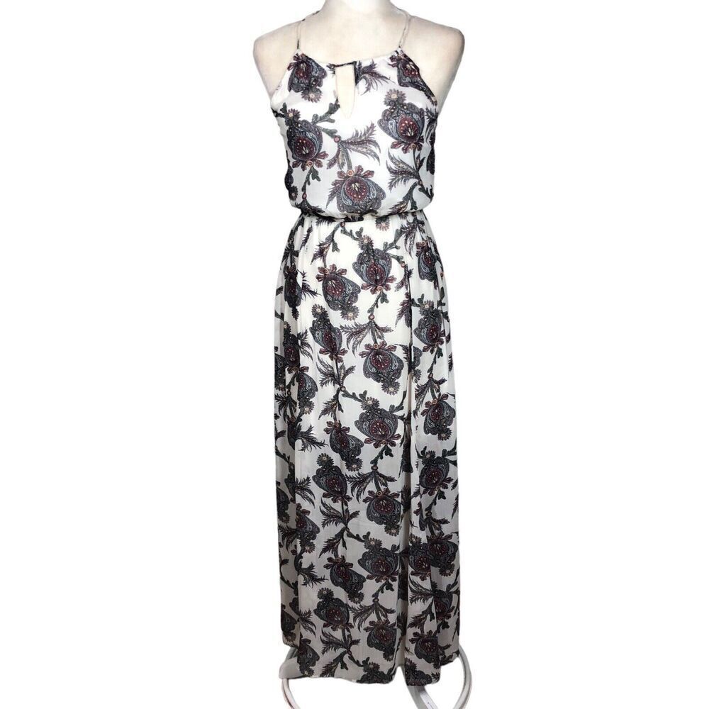 Abercrombie & Fitch Dress M‎ Halter Black Key Hole Bodice Y2K Hippy Boho Maxi - Picture 2 of 12